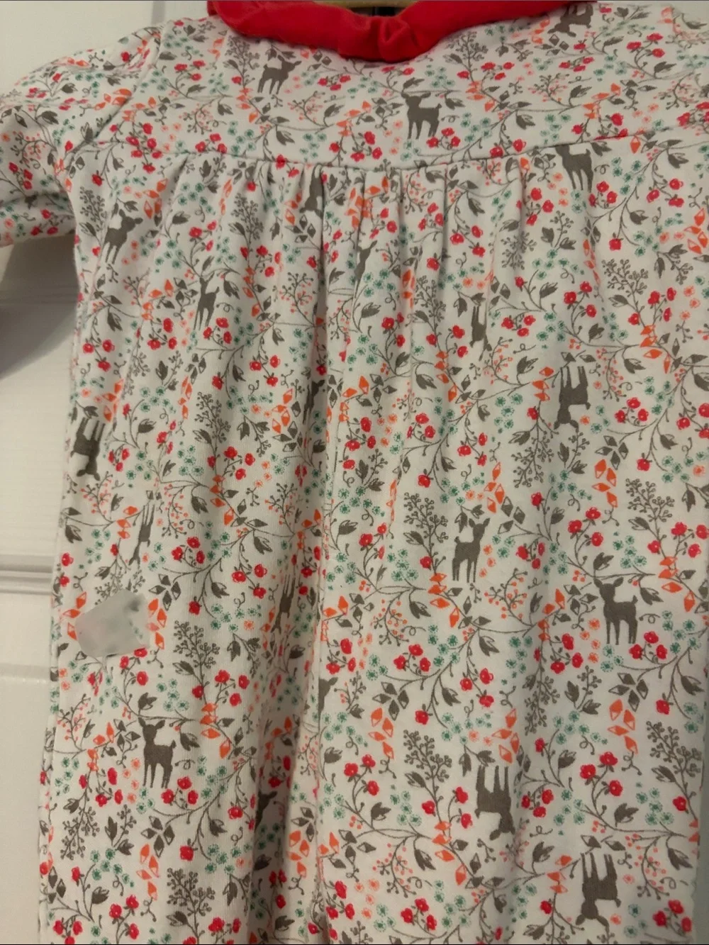 Gymboree Adorable Floral Deer Print Footie with Red Ruffle Trim Size 0-3 Model